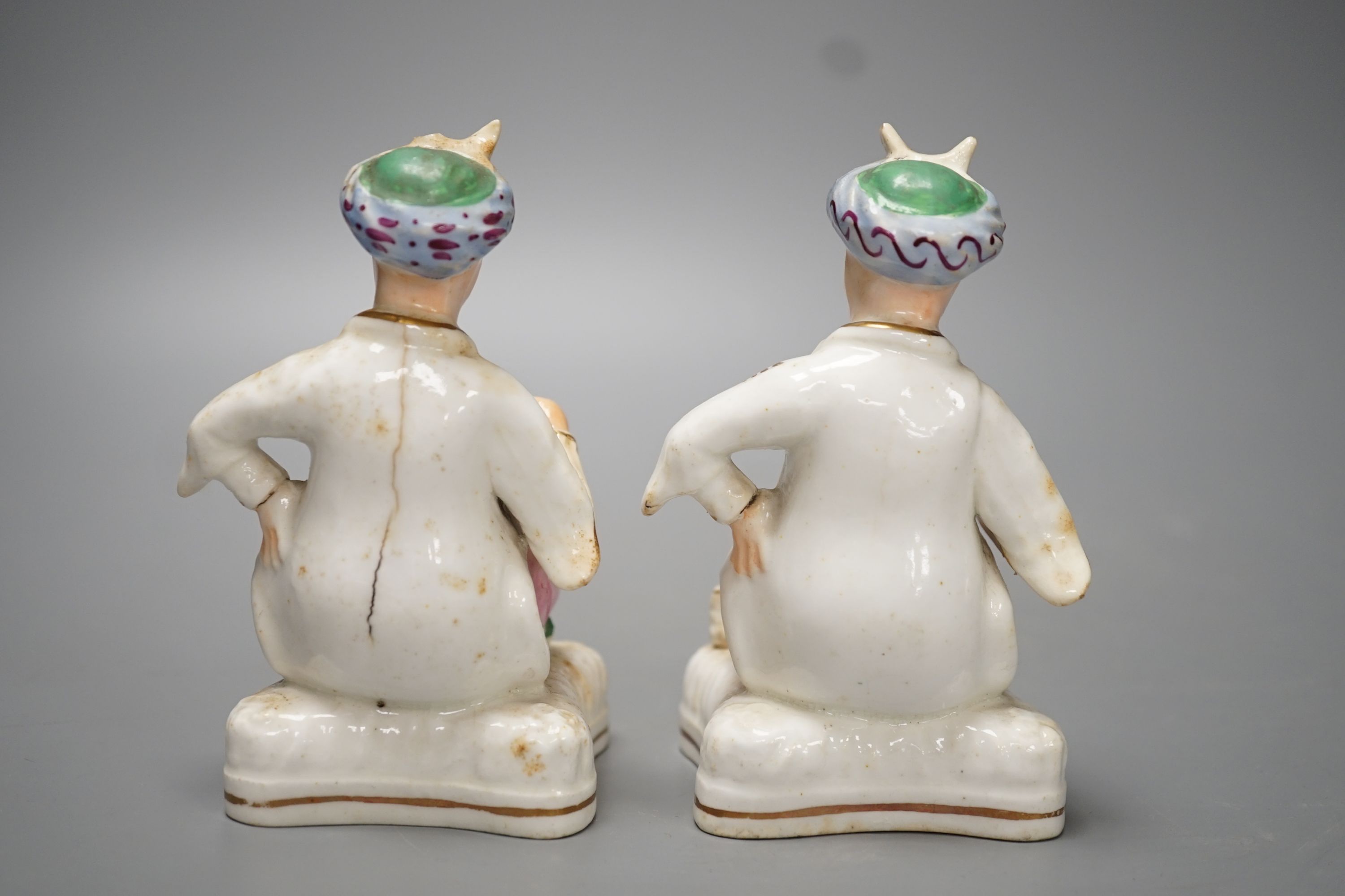 Two Staffordshire porcelain figures of seated Ottoman Turks - 12.5cm high